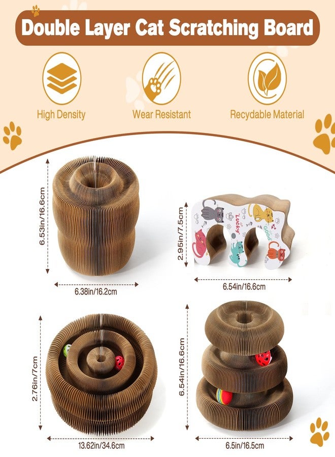 DoubleCare Double Layer Magic Organ Cat Scratcher Board with 4 Interactive Balls and 1 Interactive Cat Feather Toy, Foldable Scratching Pad for Indoor Cats, Magnetic Interactive Organ Toy, Portable Cat Toys - Image 4